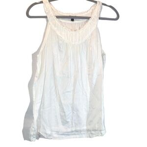 Talbots size 10 white Cotton sleeveless ruffle top